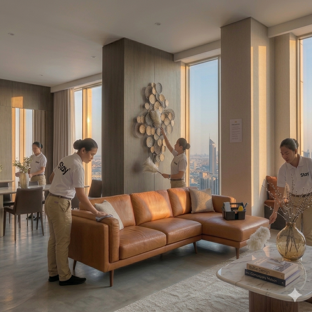 Luxury apartment bedroom in Dubai